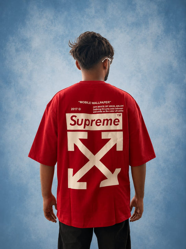 RED SUPREME GRAPHIC TEE