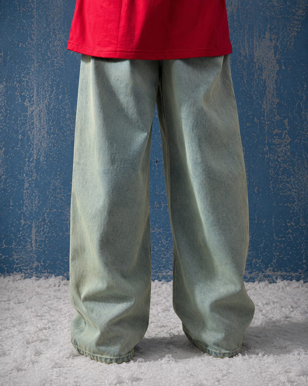 WASHED DENIM BAGGY JEANS