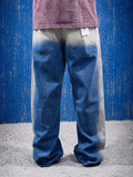 Blue&Beige Washed Baggy Jeans
