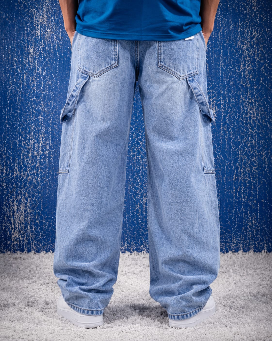 Blue Washed Denim Baggy Jeans
