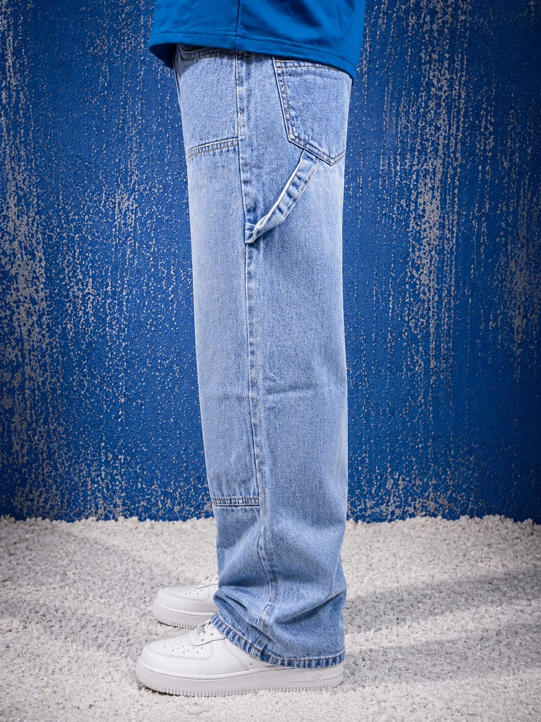Blue Washed Denim Baggy Jeans