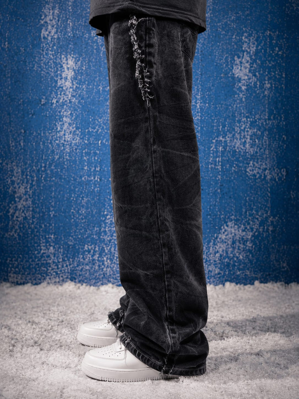 Distracted Brown and white Washed Denim Baggy Jeans