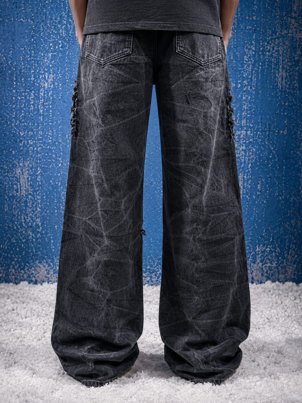 Distracted Brown and white Washed Denim Baggy Jeans