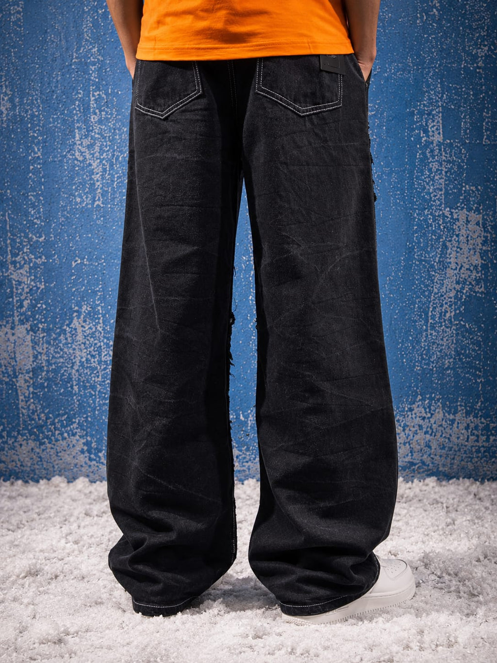 Dark Brow Washed Denim Baggy Jeans