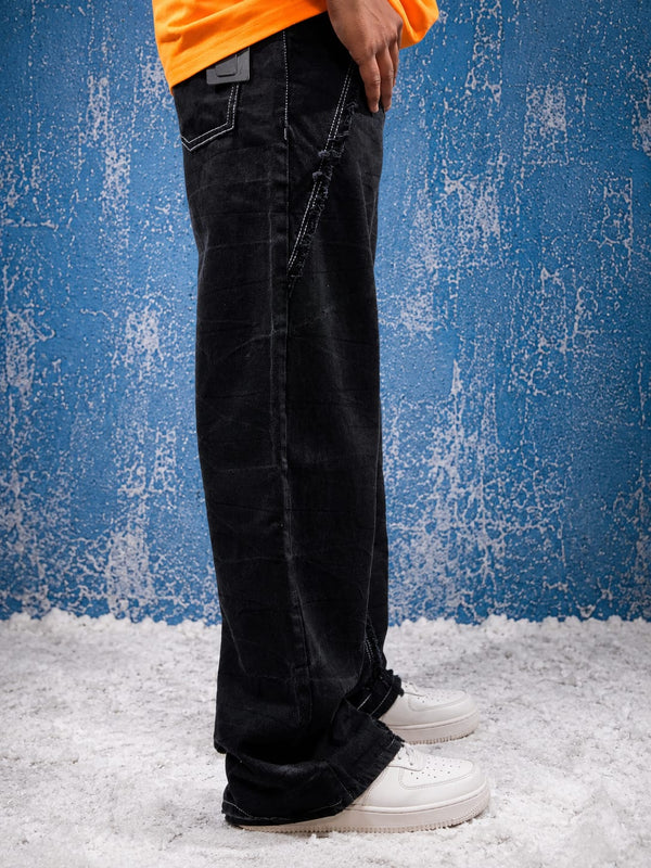 Dark Brow Washed Denim Baggy Jeans