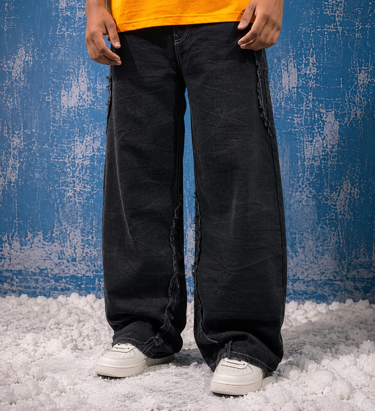 Dark Brow Washed Denim Baggy Jeans
