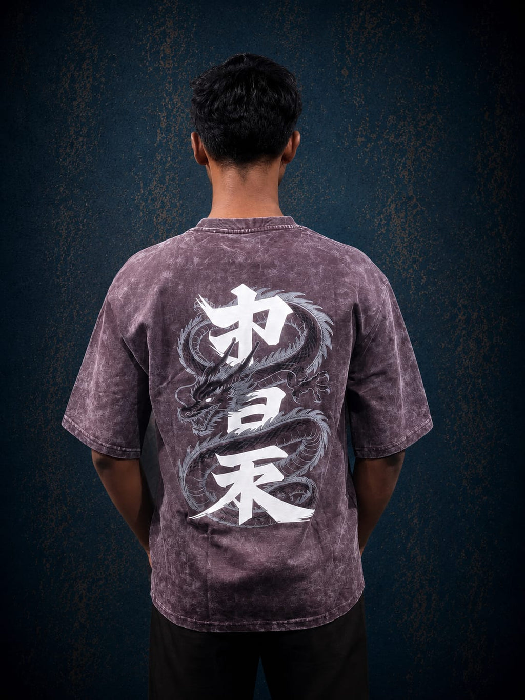 Dark Purple Acid Washed Japan Graphic Tee
