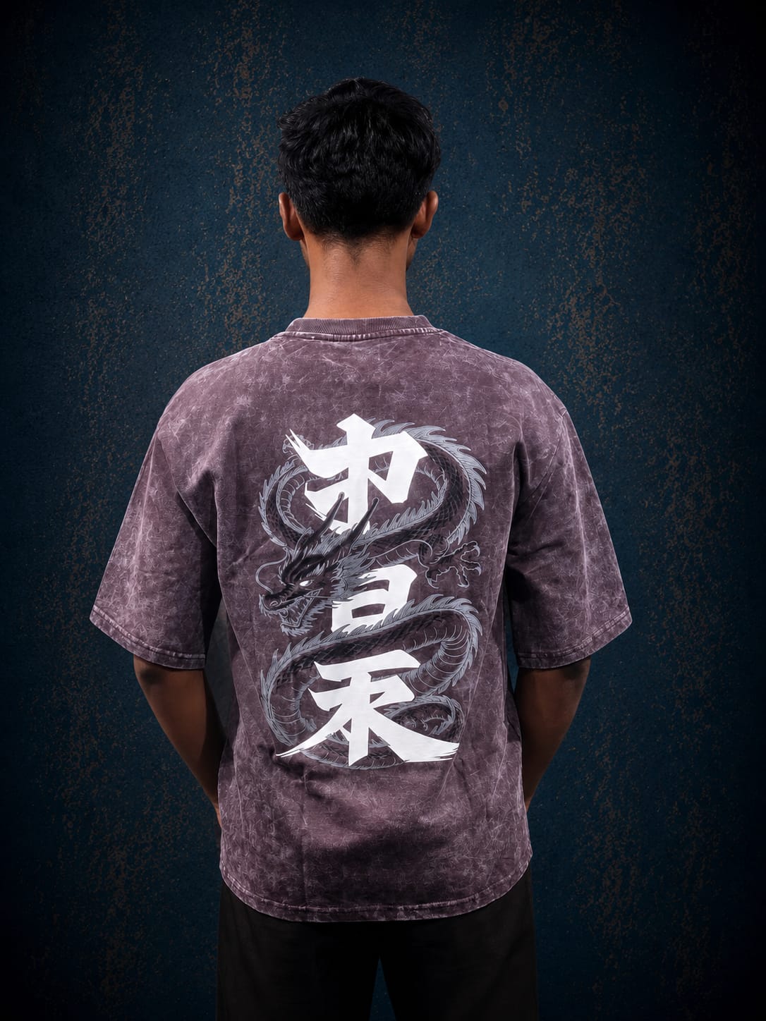 Dark Purple Acid Washed Japan Graphic Tee