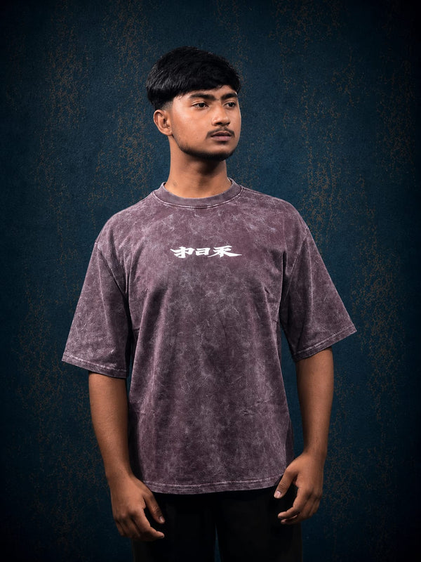 Dark Purple Acid Washed Japan Graphic Tee