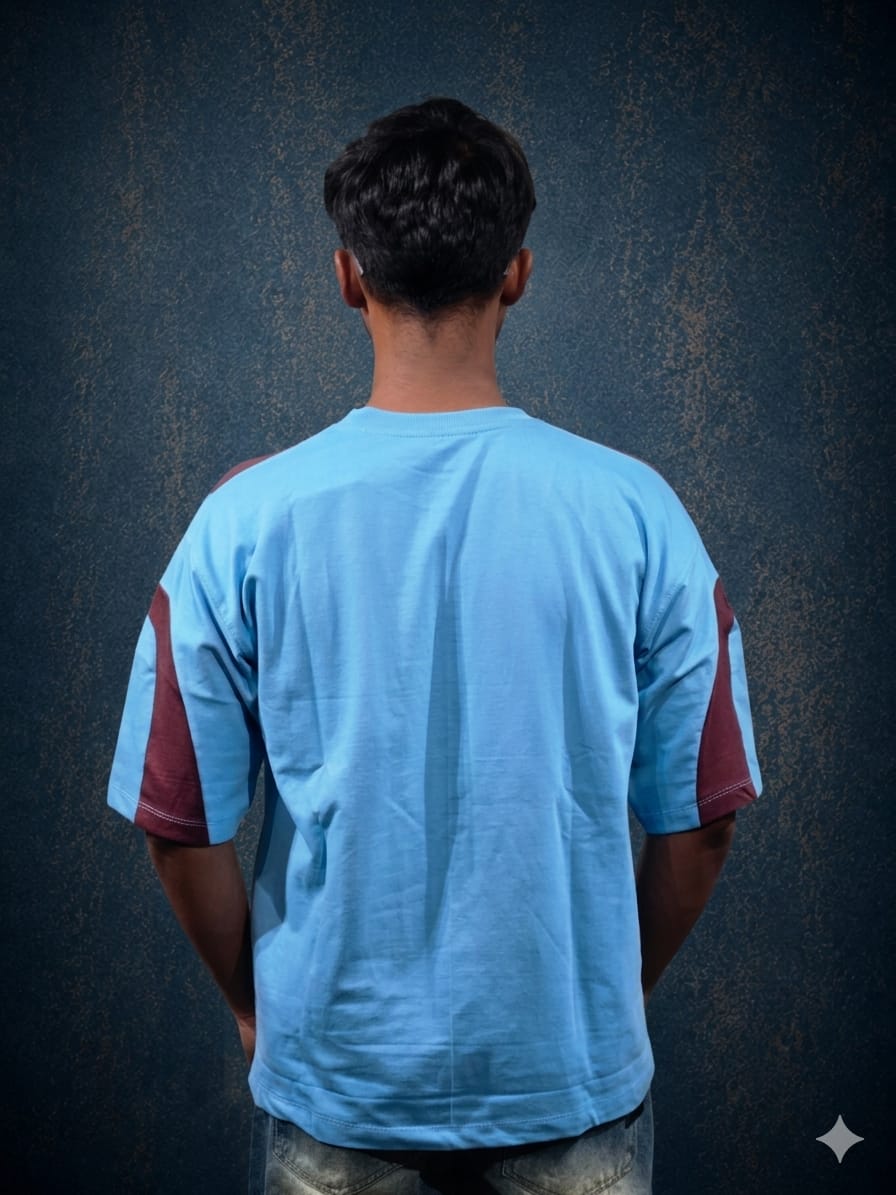 Blue&Brown Numerical Based Puff Printed Tee