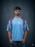 Blue&Brown Numerical Based Puff Printed Tee