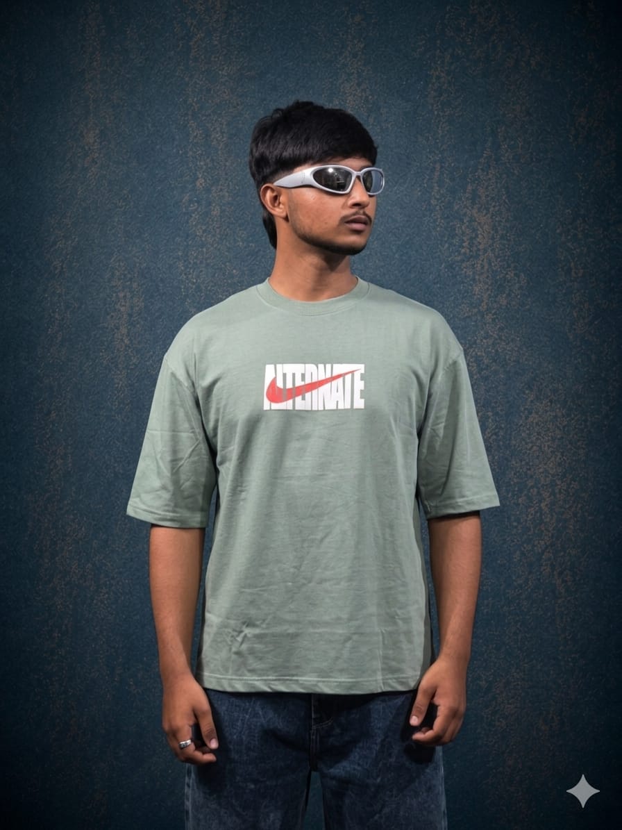 Olive Green Printed Tee