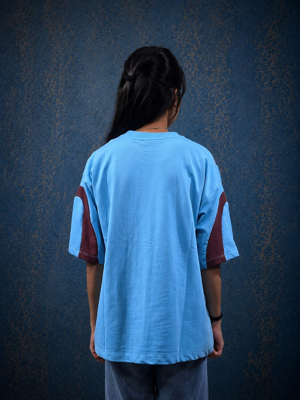 Blue&Brown Numerical Based Puff Printed Tee
