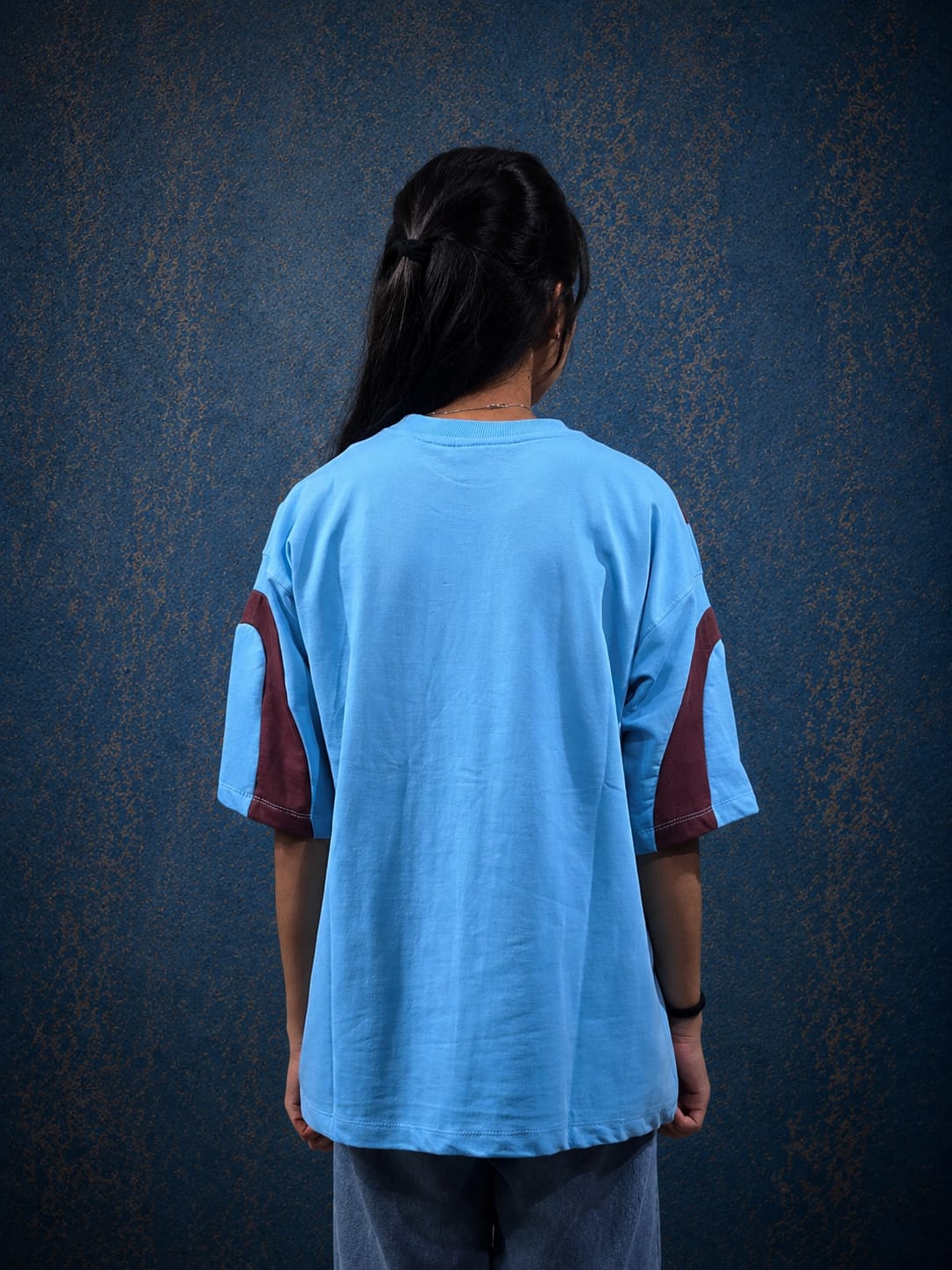 Blue&Brown Numerical Based Puff Printed Tee