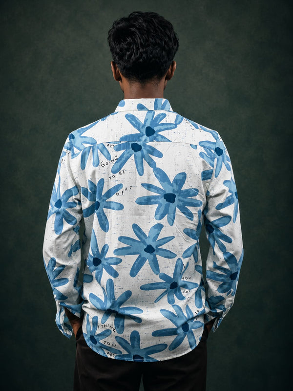 Blue Floral Print Resort Shirt