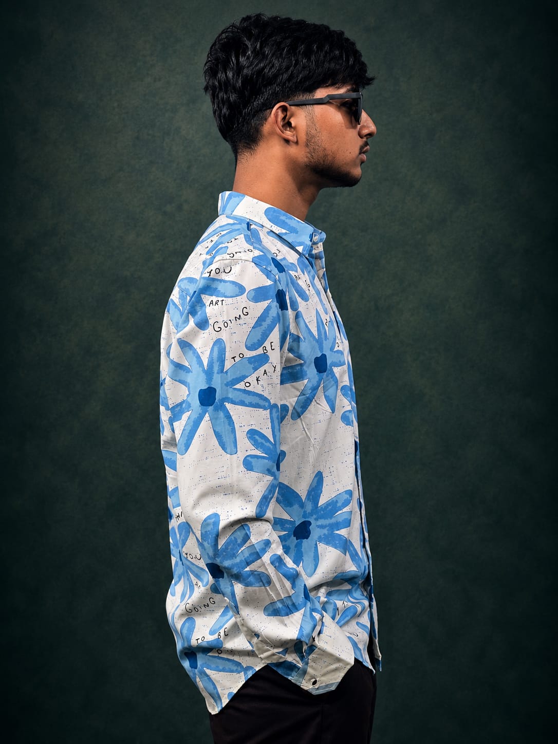 Blue Floral Print Resort Shirt