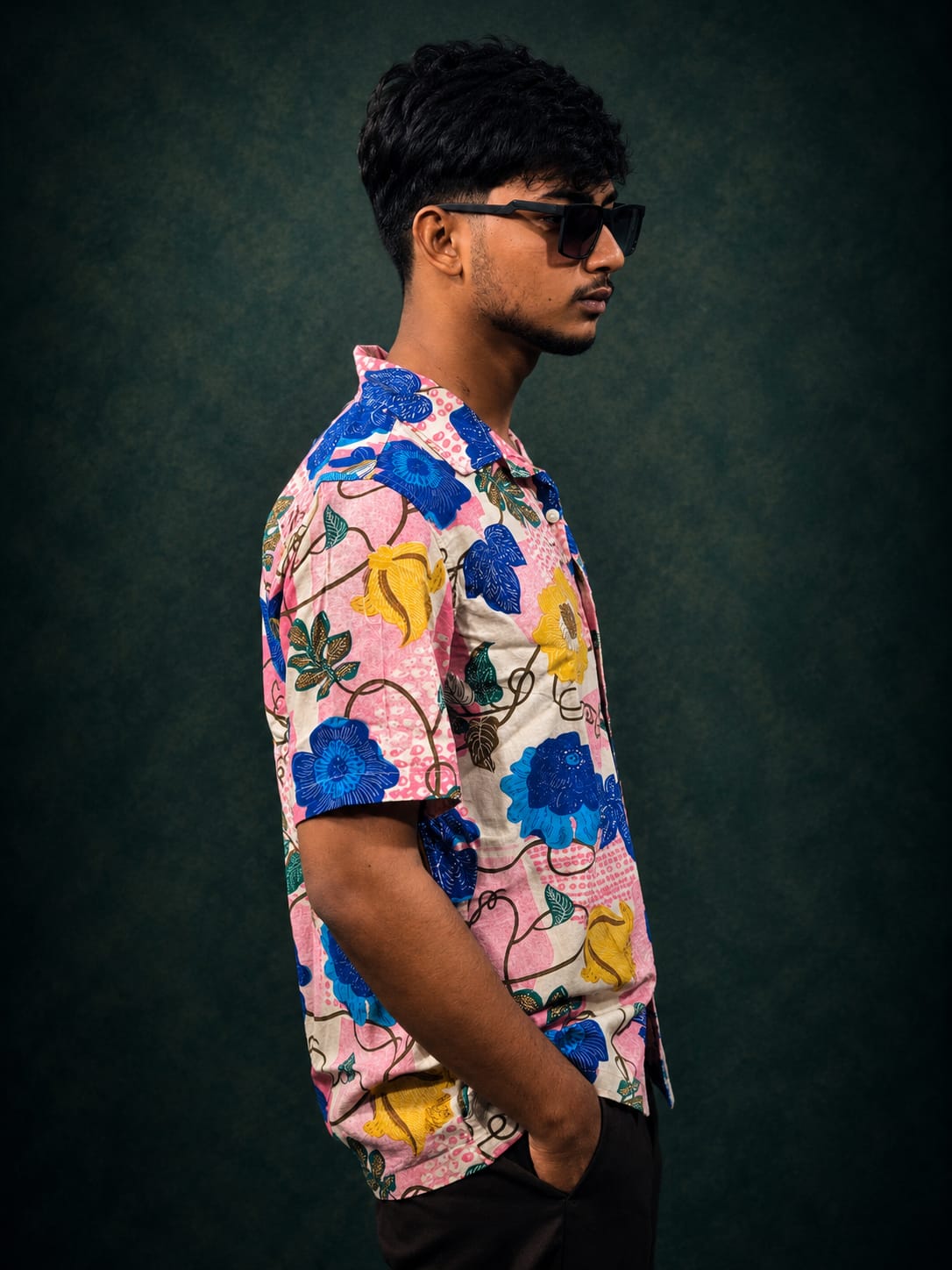 Blue&Pink Floral Print Resort Shirt
