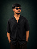 Black Cuban Collar Boxy Shirt