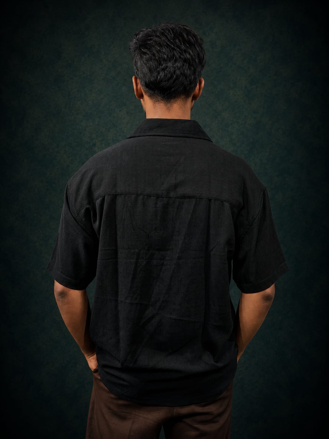 Black Cuban Collar Boxy Shirt