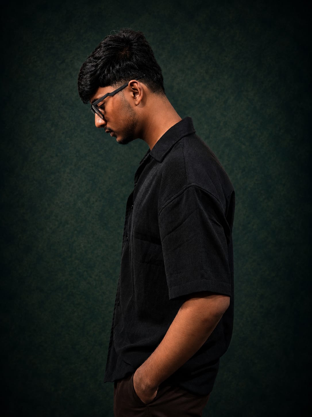 Black Cuban Collar Boxy Shirt