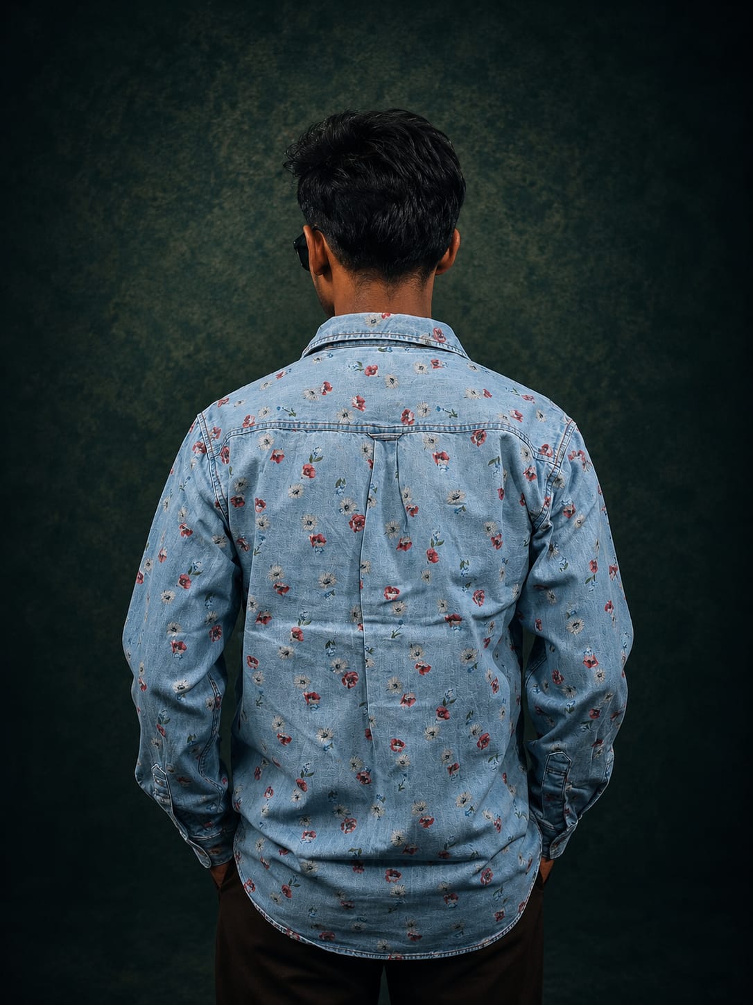 Denim Floral Print Shirt