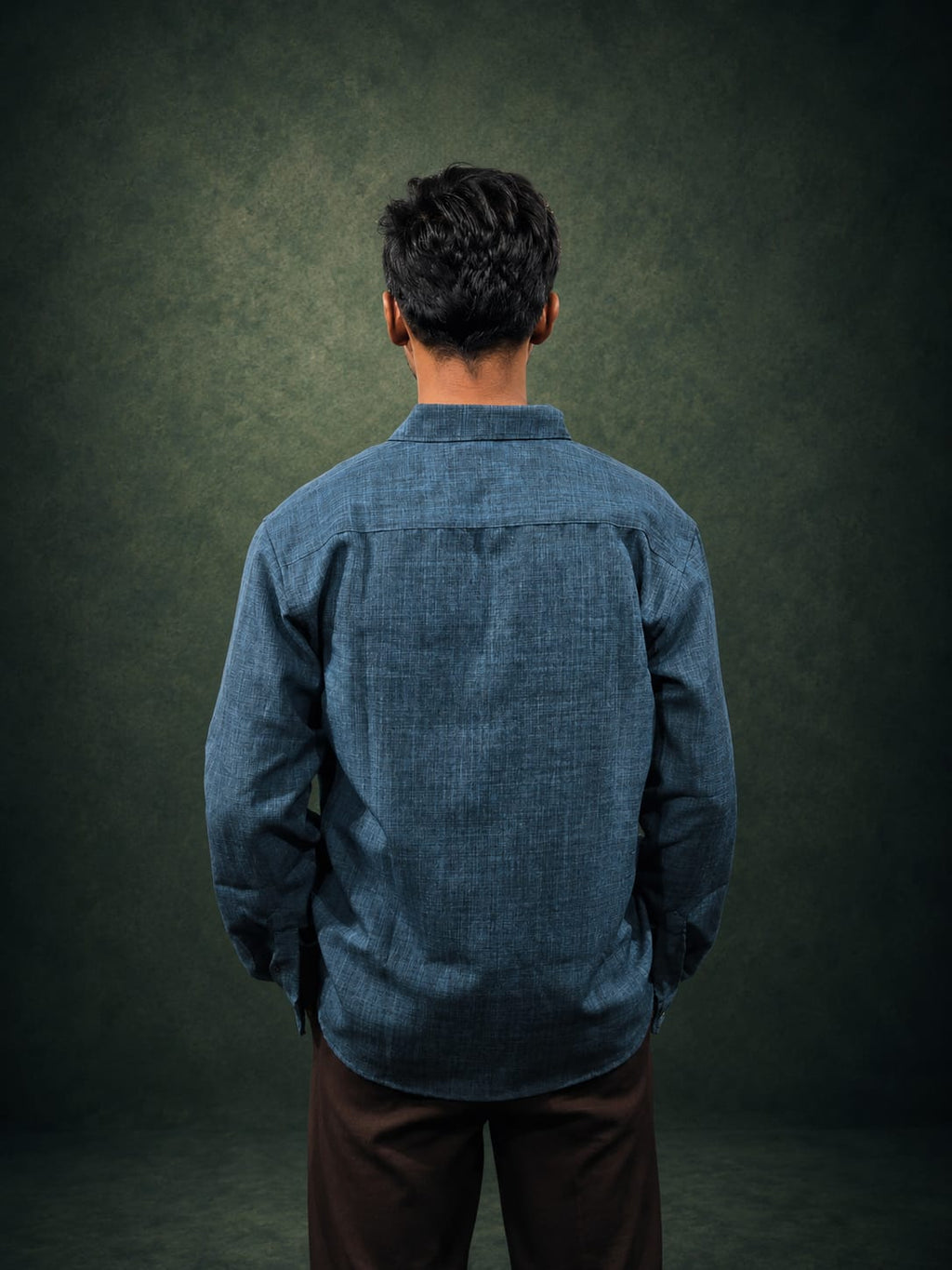 Blue Floral Embroidery Shirt