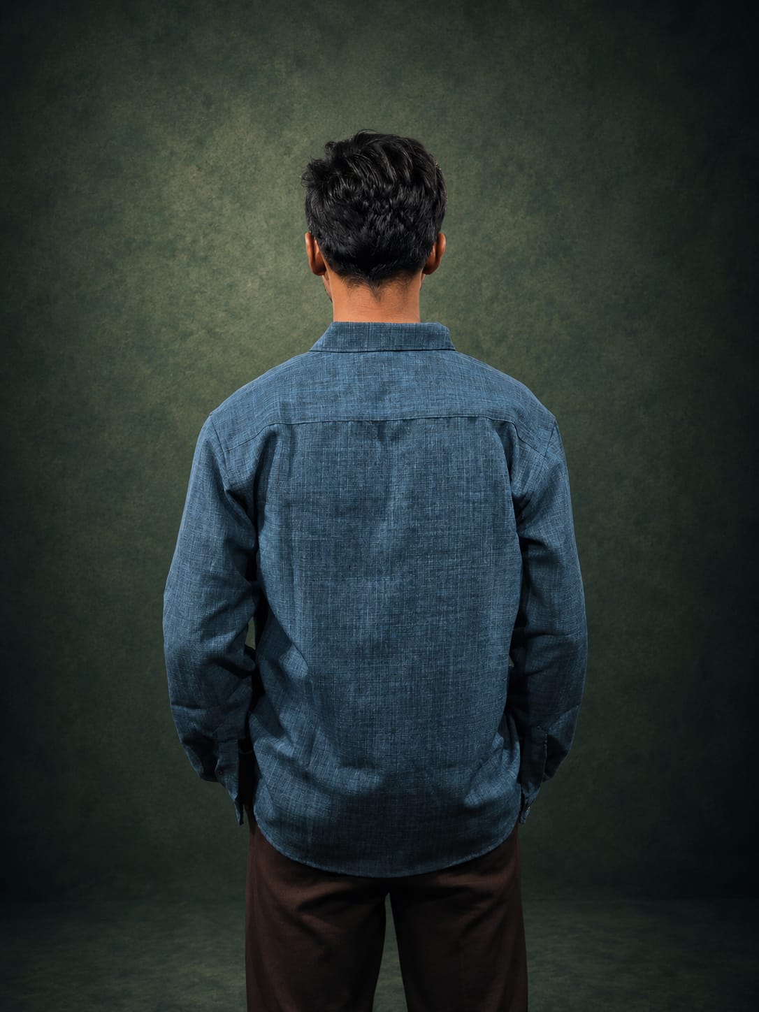 Blue Floral Embroidery Shirt