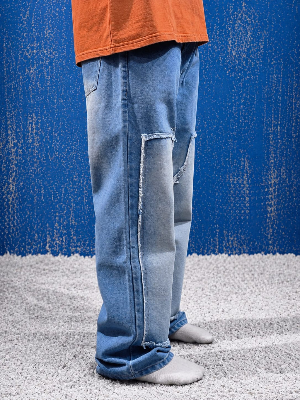 Blue&Light Grey Bagyy Jeans